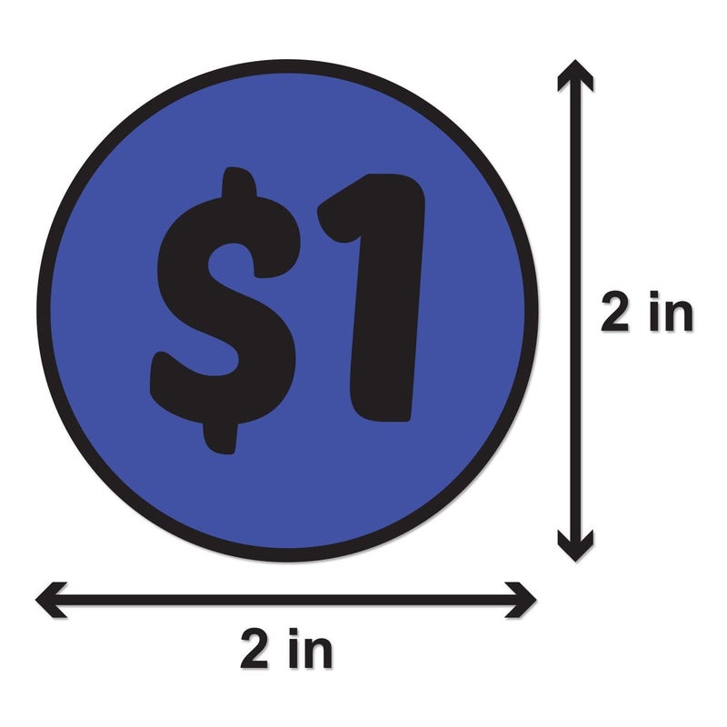 OfficeSmartLabels 1 Dollar Price Stickers (2 inch, Navy, Circle Dot - 300 Labels) 1 Dollar Stickers for Garage Sales, Yard Sales, or Retail Stores - Image 2